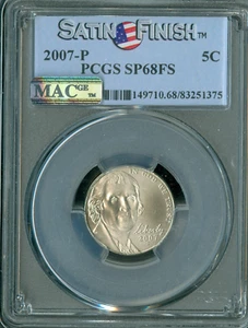 2007 P JEFFERSON NICKEL PCGS SP68 FS SF 2ND FINEST GRADE MAC SPOTLESS * - Picture 1 of 2