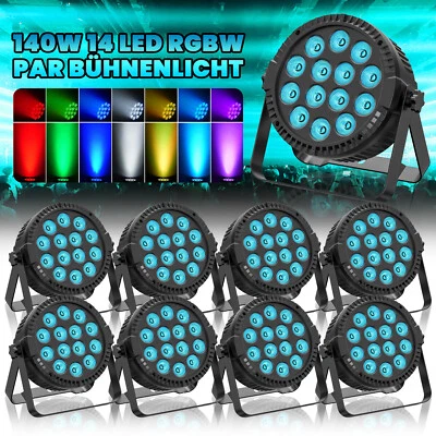8x UKING RGBW 14 LED Par Strahler Scheinwerfer 140W DMX Party Wash Bühnenlicht - Bild 1 von 4