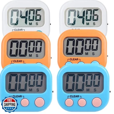 6 Pack Small Digital Kitchen Timer Magnetic Back and ON/Off Switch,Minute Sec - Image 1 of 4