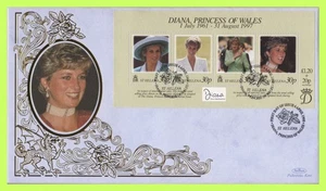 St Helena 1998 Princess Diana m/s on Benham Silk First Day Cover - Picture 1 of 1