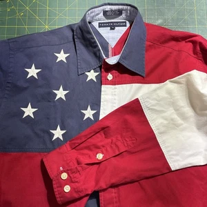 Vintage Tommy Jeans Hilfiger Button Down Hemd American Flag Langarm Medium - Bild 1 von 6