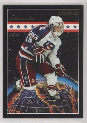 1993-94 Pinnacle World Junior Championships Jason Karmanos #494 Rookie RC - Image 1 of 2