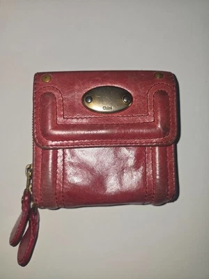 Chloe - Cartera de cuero roja con detalles dorados - usada - buen estado Foto 1 de 4