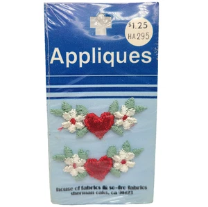 Vintage House of Fabrics So-Fro Applique Hearts Flowers 1.75" Patch NOS - Picture 1 of 2