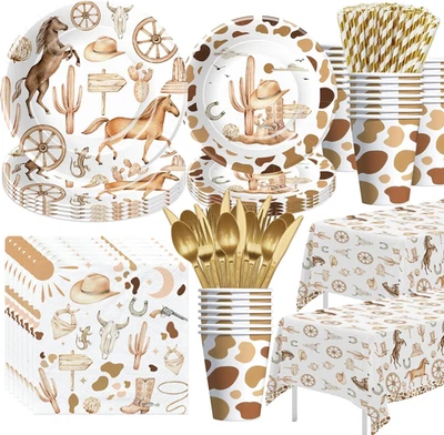 Western Cowboy Birthday Party Decorations Dinnerware - Wild West Party Supplies, - Image 1 of 4