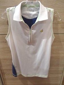 Polo de golf Magnolia Lane Tech Masters para mujer sin mangas. Talla S Blanco Azul UPF 50 - Imagen 1 de 9
