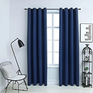  Cortinas Blackout con Anillos 2 piezas Tela Azul Marino 54"x63" - Imagen 1 de 5