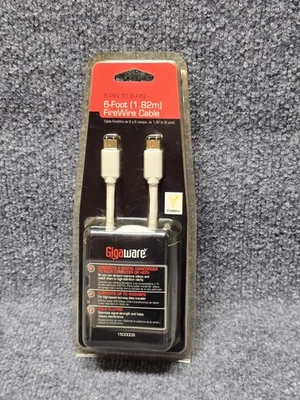 Gigaware FireWire Cable 6-Pin to 6-Pin 6-Foot Gold Plated IEEE 1394 400Mbps - Image 1 of 4
