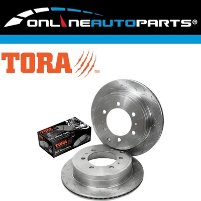 Rear Disc Rotors + Brake Pads Slotted + Drilled for Prado 120 Series 4x4 02~09 - Image 1 of 4