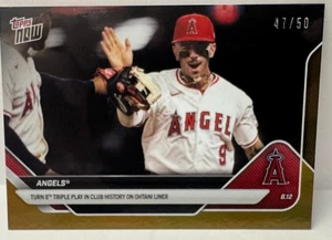 MLB Topps Now #552 Los Angeles Angels Turn Triple Play Gold 47/50 2025 - Imagen 1 de 2
