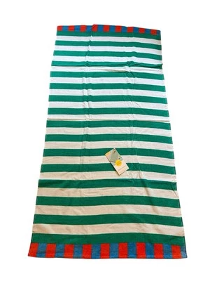 Sun Squad Green & White Striped Beach Towel 32" x 62" Towels Soft New With Tags - Image 1 of 4