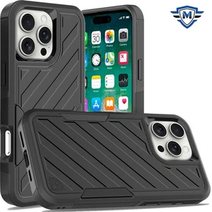 For iPhone 16 PRO MAX Case Shockproof Dual Layer Lined Cover + Tempered Glass - Picture 1 of 37