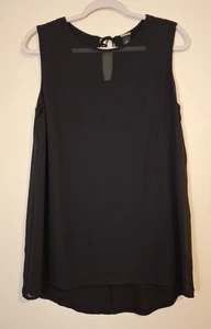 Chicos Black Label Size 1 Medium Layered Chiffon Sleeveless Tunic Tank Top Hi Lo - Picture 1 of 9