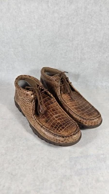 Ferrini Mens 10 D Crocodile Belly Rogue Brown Leather Chukka Ankle Boots - Image 1 of 4