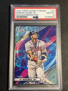 2022 Topps Chrome Cosmic Ronald Acuna Jr Nucleus Refractor SP PSA 10 GEM MT C1 - Picture 1 of 2