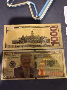 Gold Foil Donald Trump $1000 Novelty Bill - Picture 1 of 1