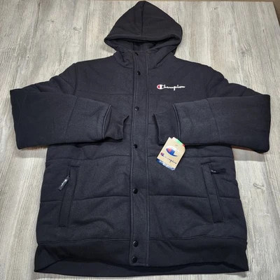 Chaqueta acolchada aislante Champion tejido inverso negra para hombre talla L nueva Foto 1 de 4