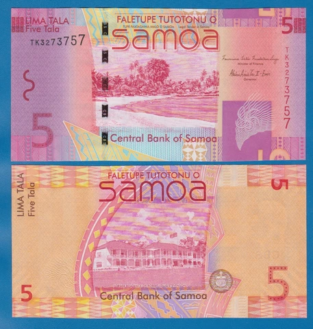 Samoa 5 Tala P 38b ND (2014) UNC   P 38 b Cover