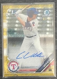 ELI WHITE ⚾1/50 BOWMAN 2019 CHROME PROSPECT GOLD REFRACTOR AUTOGRAPH CARD CPA-EW
