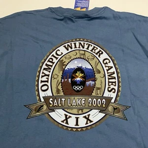Olympics Winter Games Salt Lake T-Shirt Men’s L Blue 2002 XIX NOS Rare - Picture 1 of 9