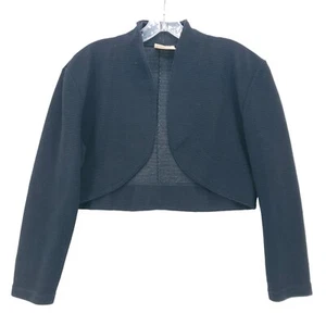 LA CITY PARIS Black Cropped Bolero Top Jacket Ribbed Made in France ONE SIZE - Picture 1 of 7