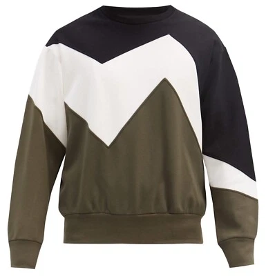 $575 Rare Neil Barrett Modernist Black White Olive Panel Sweatshirt Mens Small - Image 1 of 4