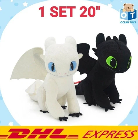 1SET 20" TOOTHLESS & LIGHT FURY How to Train Your Dragon 3 Movie Doll Plush Toys Cover
