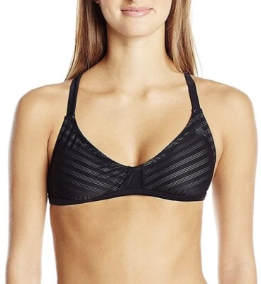 $44 NUEVO CON ETIQUETAS TOP DE BIKINI ADIDAS PARA MUJER NEGRO CON RAYAS GRISES TALLA 16- JL99 Foto 1 de 4
