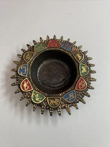 Vintage Solid Brass Israel Ashtray Jerusalem 12 Zodiacs Tribes - Picture 1 of 6