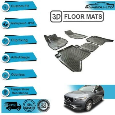 4 Pcs 3D Molded Floor Mats FIT for Volvo XC90 2013-2018 (Black) - Image 1 of 3