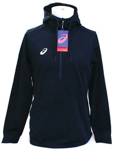 Asics Dark Blue Tricot 1/2 Zip Lightweight Hoodie Men's NWT - Picture 1 of 4