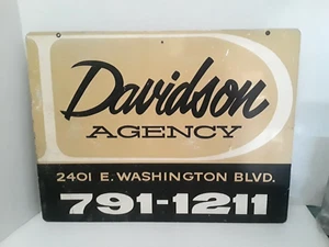 Vintage Large Metal Advertisement Davidson Agency Sign Doubled Sided 24'X18' - Picture 1 of 2
