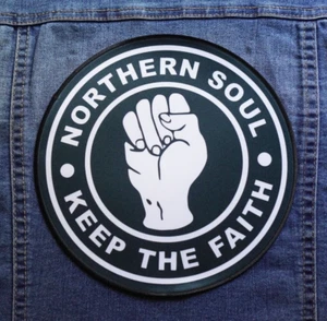 Northern Soul Keep The Faith Patch Up to 25cm, Iron On Jacket Backpatch Mod Funk - Picture 1 of 10
