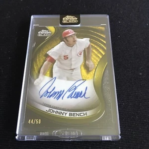 Johnny Bench 2022 Topps Chrome Black Gold Mini Diamond Auto Autograph 44/50 - Picture 1 of 2