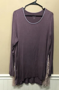 LOGO Lori Goldstein Long Sleeve Top  Lace Sides Size XL  A283015 - Picture 1 of 8