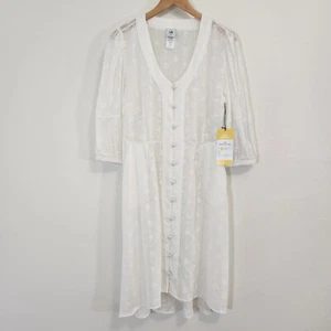 Cabi Dress Womens 8 White Embroidered Sheer Graduation Bridal Shower Wedding New - Picture 1 of 16