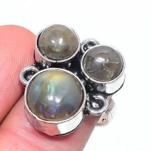 Labradorit Edelstein 925 Sterling Silber Schmuck Ring Größe 7,5 X-Mas Geschenk F561 - Bild 1 von 3
