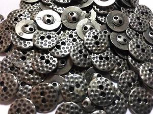 Italian Metal Button Dot Pattern Antique Silver Finish 13/mm & 15mm 1/2" 2hole - Picture 1 of 2