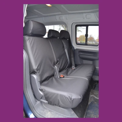 VW Caddy 2010-2021 Maxi Life Kombi Rear 2nd Row Black Tailored Seat Covers - Image 1 of 4