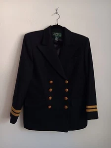 Ralph Lauren Blue Lightweight Wool Airline Pilot Blazer Size 8P - Picture 1 of 10