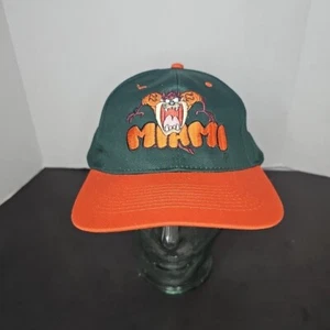 Vtg Miami Hurricanes Taz Hat Green Orange Football 90s Looney Tunes Snapback - Picture 1 of 8