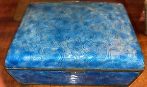 ANTIKE SELTENE CHINESISCHE BAMBUS DESIGN CLOISONNE REPOUSSE BLAUE EMAILLE KLEINE SCHATULLE - Bild 1 von 11