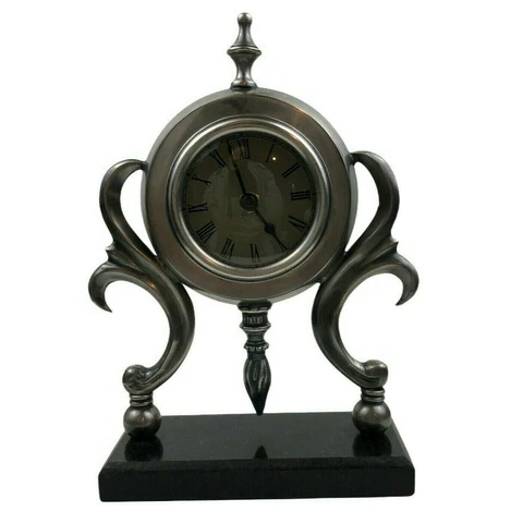 Bombay Company Heavy Stainless Steel Mantel Desk Quartz Clock Home Office 9.5" Cover