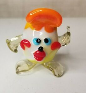 Art Glass Hand Blown Egg Shape Figurine Collectible Wearing Ball Cap