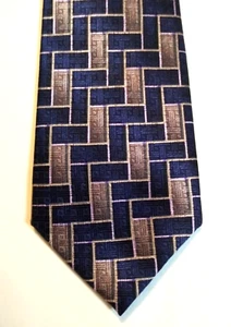 Carlos Devenezia Men's Neck Tie Blue Silver Herringbone ~ Hand Made ~ 100% Silk - Picture 1 of 8