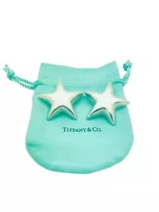Tiffany & Co. Sterling Silver Mexico Puffed Star Clip On Earrings - Pouch - Picture 1 of 4