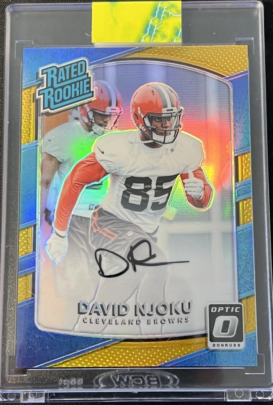🔥2017 Optic Auto Gold Serial #ed /10 David Njoku Rookie RC #164 Autograph Rare
