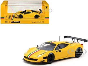 FERRARI 458 ITALIA GT3 YELLOW 1/64 DIECAST MODEL CAR BY TARMAC WORKS T64R-073-YL - Picture 1 of 4