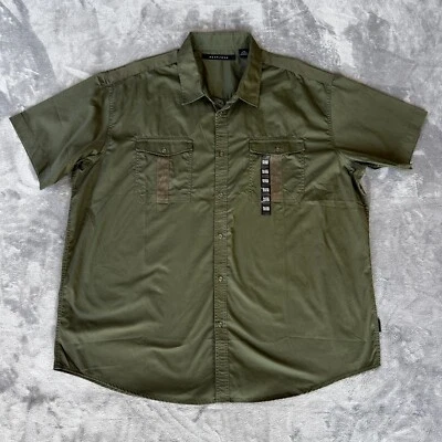 Sean John Shirt Mens 4XB Military Green Short Sleeve Button Up - Image 1 of 4