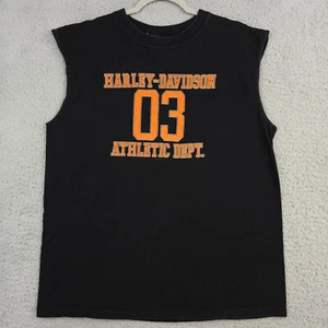 VTG Harley Davidson Shirt Mens L Black Sleeveless Athletic Dept Denver 90s 2000s - Picture 1 of 10